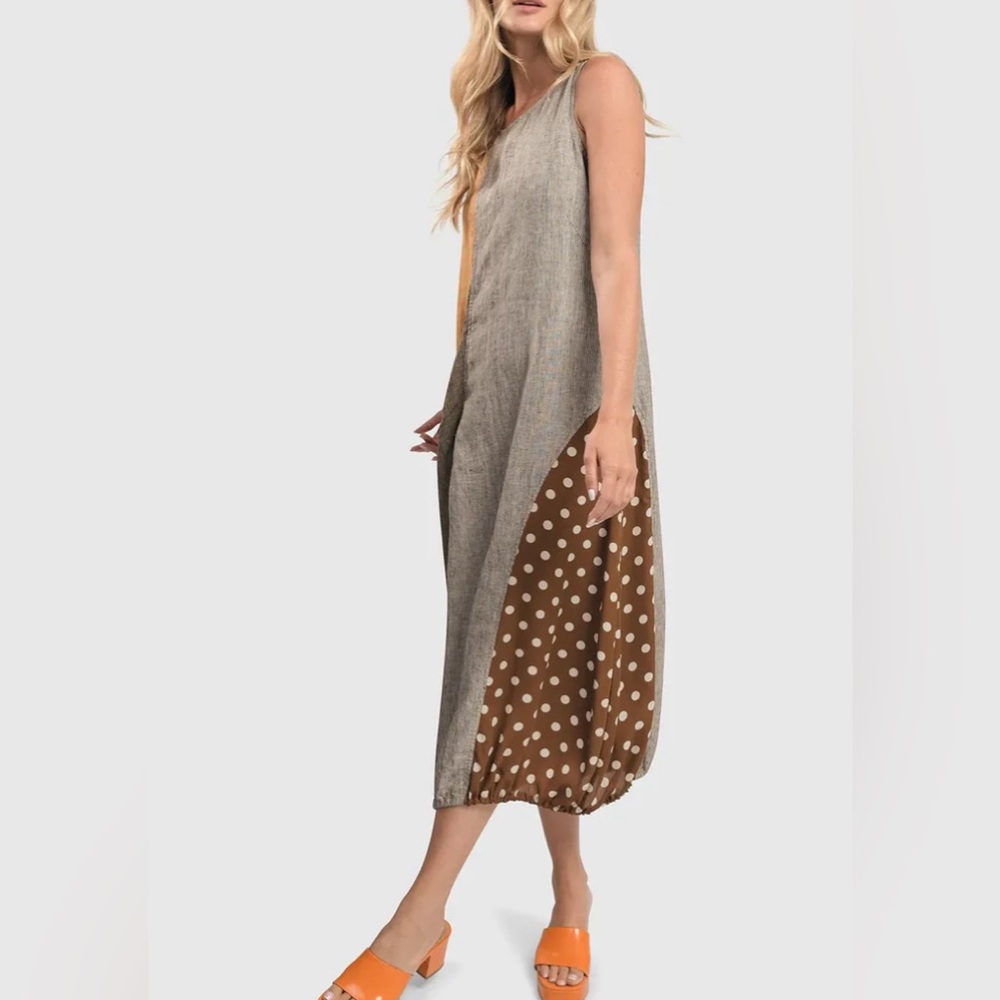 Alembika Alicia Sleeveless Wonderful Linen Blend Dress in Mix Size: 2